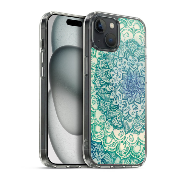 Micklyn Le Feuvre Mandala 3 Emerald Doodle Soft Gel Case for Apple iPhone 15 Plus & MagSafe