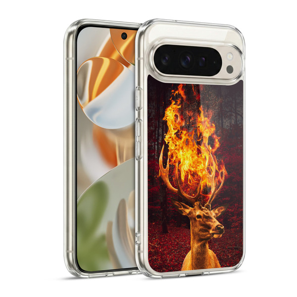 Dave Loblaw Animals Fire Deer Forest Soft Gel Case for Google Pixel 9 / Pixel 9 Pro