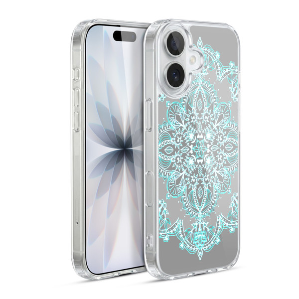 Micklyn Le Feuvre Mandala 3 Teal And Aqua Lace Soft Gel Case for Apple iPhone 17