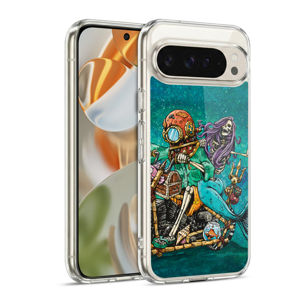 David Lozeau Colourful Art Mermaid And Driver Motorcycle Soft Gel Case for Google Pixel 9 / Pixel 9 Pro