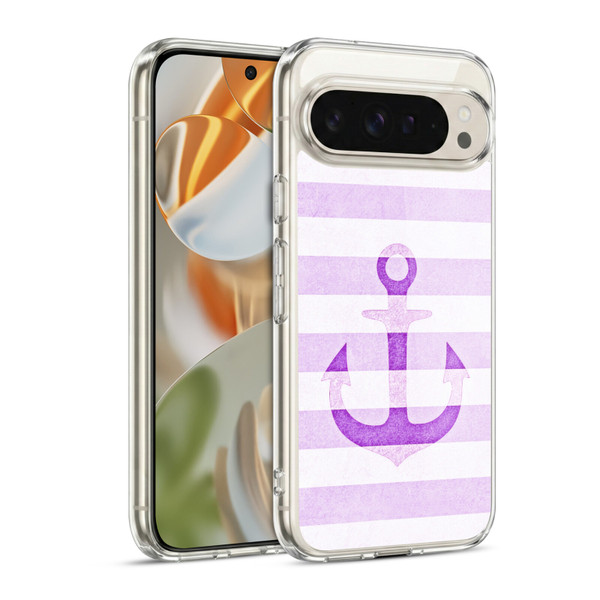 Monika Strigel Vintage Anchors Lavender Soft Gel Case for Google Pixel 9 / Pixel 9 Pro
