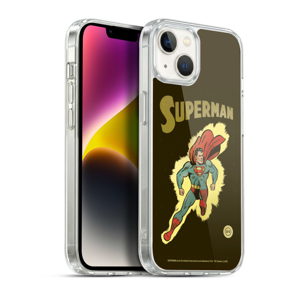 Superman DC Comics Vintage Fashion Comic Soft Gel Case for Apple iPhone 14 Plus & MagSafe