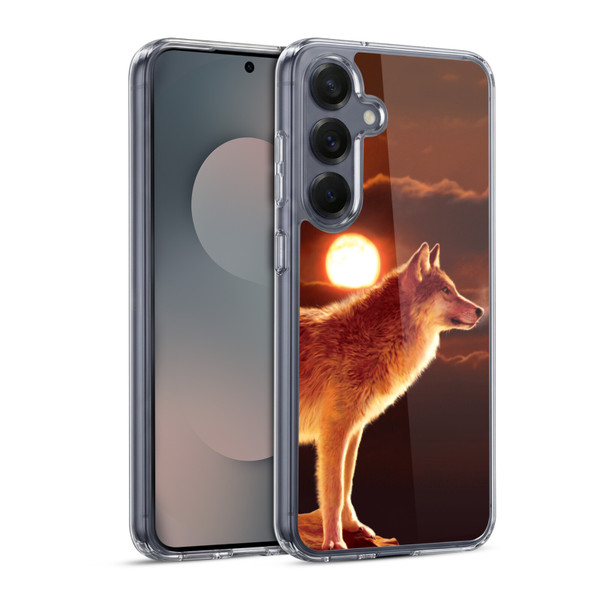 Vincent Hie Animals Sunset Wolf Soft Gel Case for Samsung Galaxy S25 & MagSafe