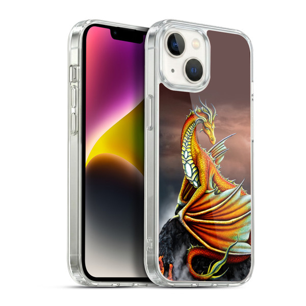 Sarah Richter Fantasy Creatures Orange Dragon With Fire Water Soft Gel Case for Apple iPhone 14