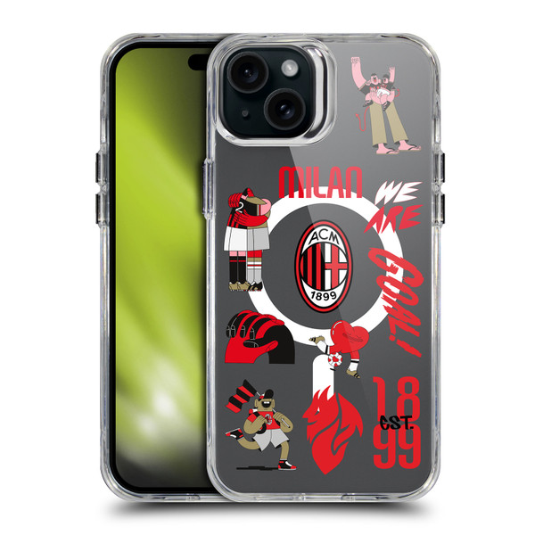 AC Milan Logo Icon Icons SHOCKPROOF BUMPER CASE COMPATIBLE WITH Apple iPhone 15 Plus & MAGSAFE