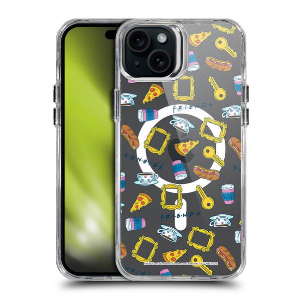 Friends TV Show Character Icons Vibrant SHOCKPROOF BUMPER CASE COMPATIBLE WITH Apple iPhone 15 Plus & MAGSAFE
