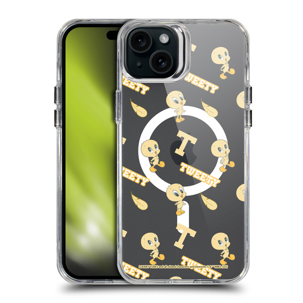 Looney Tunes Character Art Tweety Pattern SHOCKPROOF BUMPER CASE COMPATIBLE WITH Apple iPhone 15 Plus & MAGSAFE