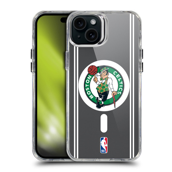 NBA Boston Celtics Logo Green Design Text SHOCKPROOF BUMPER CASE COMPATIBLE WITH Apple iPhone 15 Plus & MAGSAFE