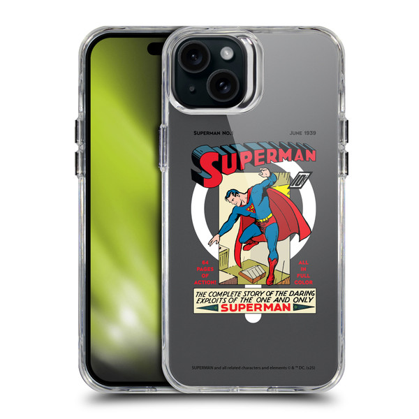 Superman DC Comics Logos and Comics Famous SHOCKPROOF BUMPER CASE COMPATIBLE WITH Apple iPhone 15 Plus & MAGSAFE