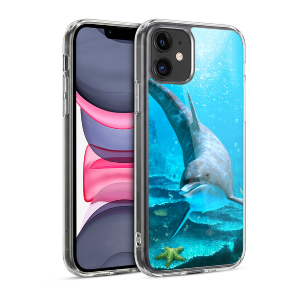 Simone Gatterwe Dolphins Seeking Starfish Soft Gel Case for Apple iPhone 11