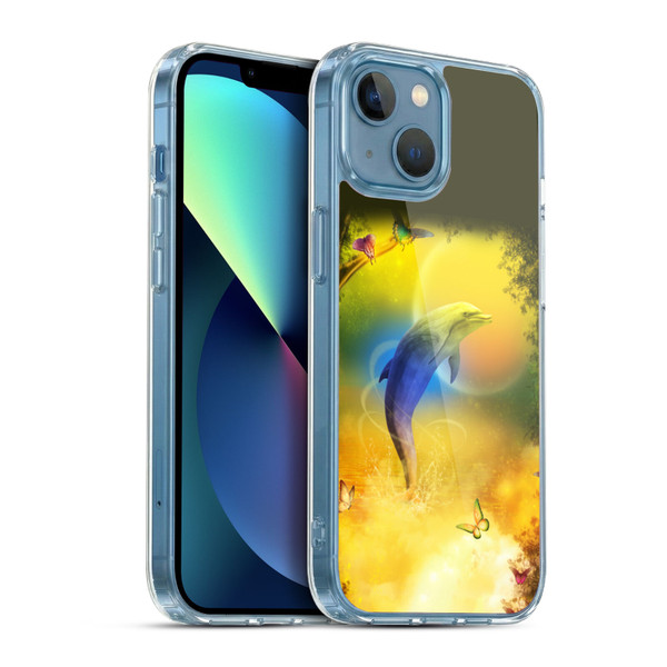 Simone Gatterwe Dolphins Colorful Dolphin Soft Gel Case for Apple iPhone 13 Mini & MagSafe