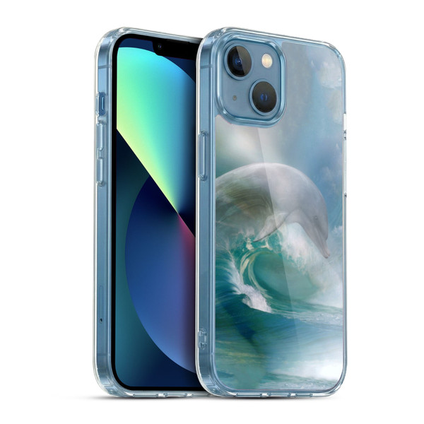 Simone Gatterwe Dolphins Ocean Waves Soft Gel Case for Apple iPhone 13 Mini & MagSafe