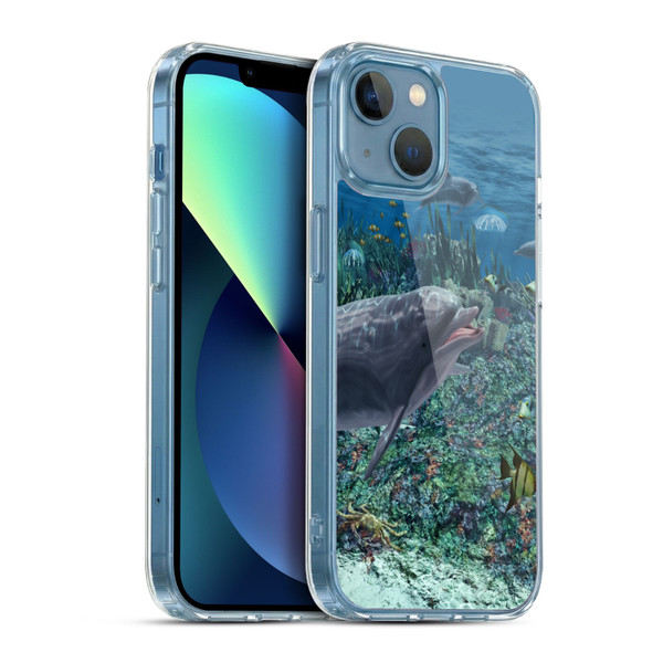 Simone Gatterwe Dolphins Reef Play Soft Gel Case for Apple iPhone 13 Mini & MagSafe
