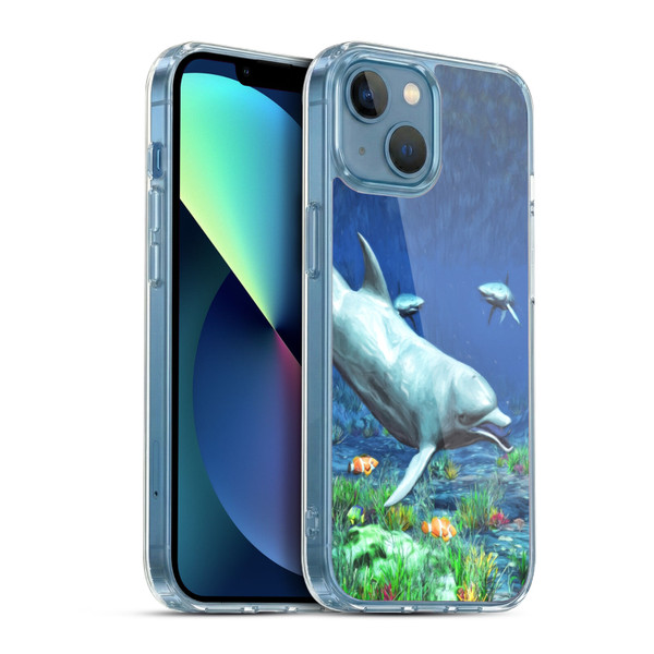 Simone Gatterwe Dolphins Underwater Soft Gel Case for Apple iPhone 13 Mini & MagSafe