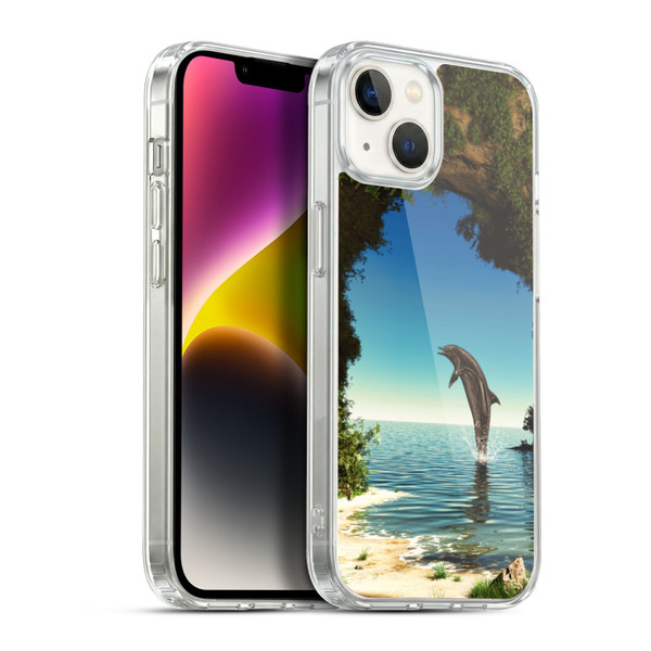 Simone Gatterwe Dolphins Hidden Cave Soft Gel Case for Apple iPhone 14 Plus & MagSafe