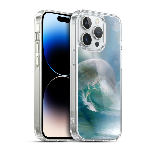 Simone Gatterwe Dolphins Ocean Waves Soft Gel Case for Apple iPhone 14 Pro & MagSafe