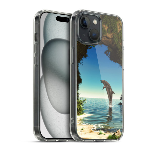 Simone Gatterwe Dolphins Hidden Cave Soft Gel Case for Apple iPhone 15 & MagSafe