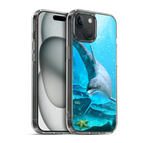 Simone Gatterwe Dolphins Seeking Starfish Soft Gel Case for Apple iPhone 15 & MagSafe
