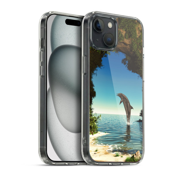 Simone Gatterwe Dolphins Hidden Cave Soft Gel Case for Apple iPhone 15 Plus & MagSafe