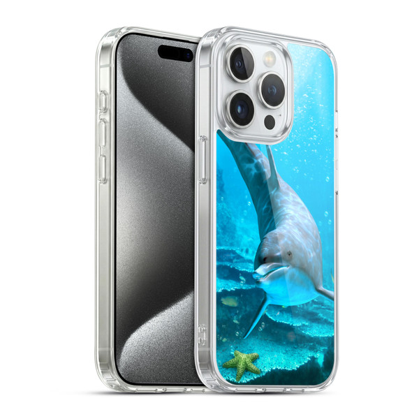 Simone Gatterwe Dolphins Seeking Starfish Soft Gel Case for Apple iPhone 15 Pro & MagSafe