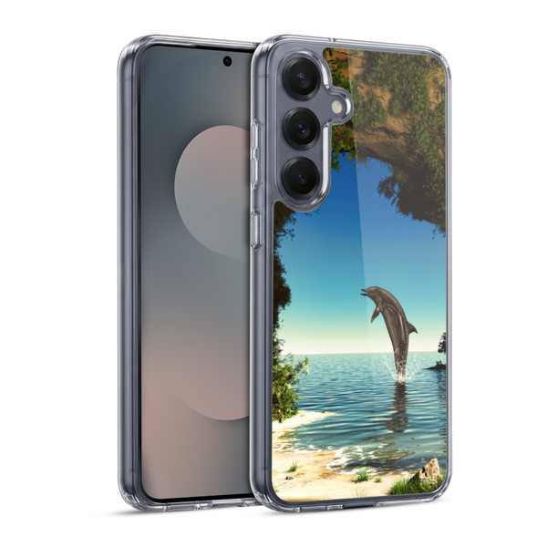 Simone Gatterwe Dolphins Hidden Cave Soft Gel Case for Samsung Galaxy S25 & MagSafe