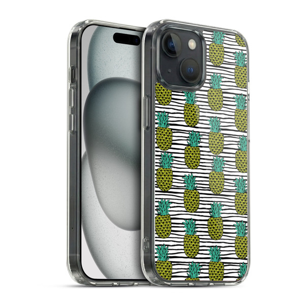 Andrea Lauren Design Food Pattern Pineapples Soft Gel Case for Apple iPhone 15 & MagSafe