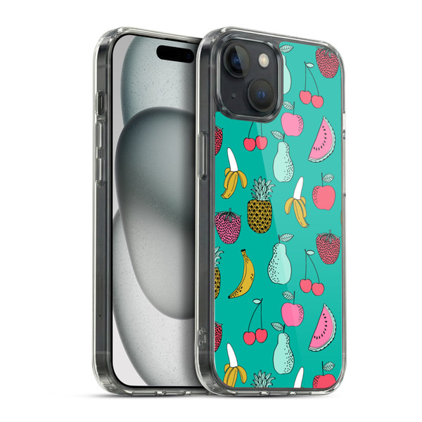 Andrea Lauren Design Food Pattern Fruits Soft Gel Case for Apple iPhone 15 Plus & MagSafe