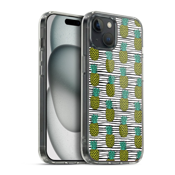 Andrea Lauren Design Food Pattern Pineapples Soft Gel Case for Apple iPhone 15 Plus & MagSafe