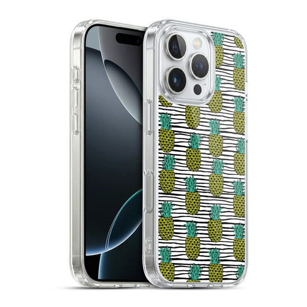 Andrea Lauren Design Food Pattern Pineapples Soft Gel Case for Apple iPhone 16 Pro & MagSafe