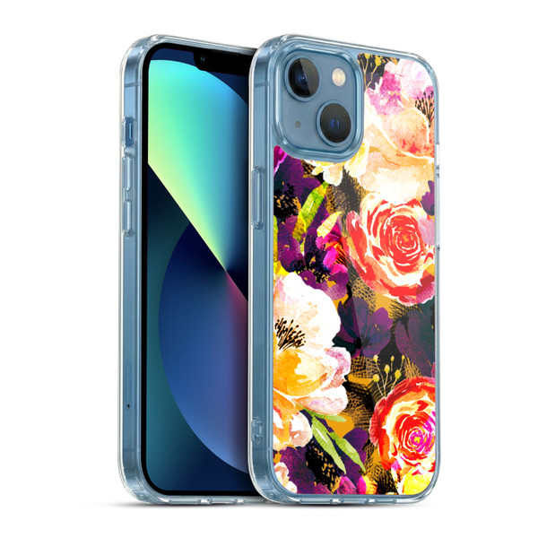 Anis Illustration Flowers Purple Soft Gel Case for Apple iPhone 13 Mini & MagSafe