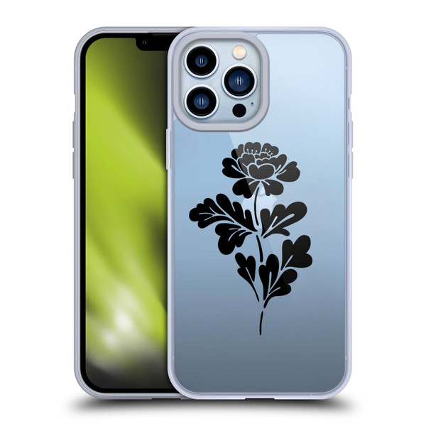 Anis Illustration Flowers Black 1 Soft Gel Case for Apple iPhone 13 Pro Max & MagSafe