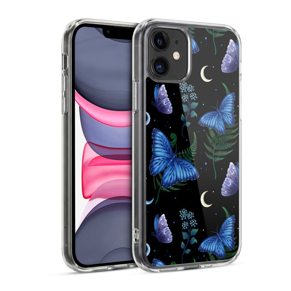 Episodic Drawing Pattern Blue Morpho Butterfly Soft Gel Case for Apple iPhone 11