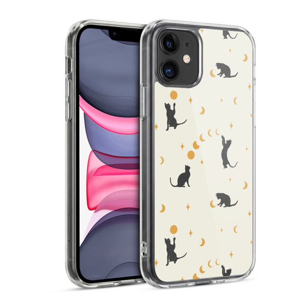 Episodic Drawing Pattern Cat And Moon Soft Gel Case for Apple iPhone 11
