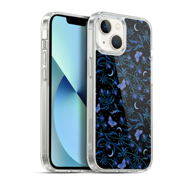 Episodic Drawing Pattern Blue Thistle Soft Gel Case for Apple iPhone 13