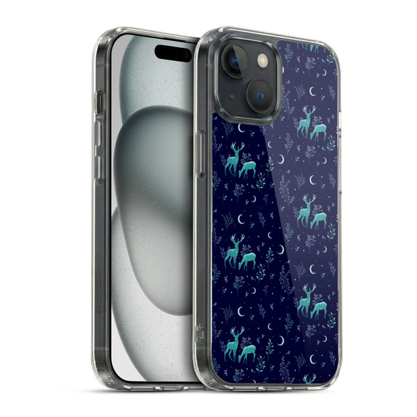 Episodic Drawing Pattern Deers In The Moonlight Soft Gel Case for Apple iPhone 15 & MagSafe