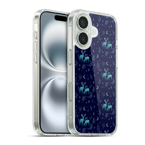 Episodic Drawing Pattern Deers In The Moonlight Soft Gel Case for Apple iPhone 16 & MagSafe
