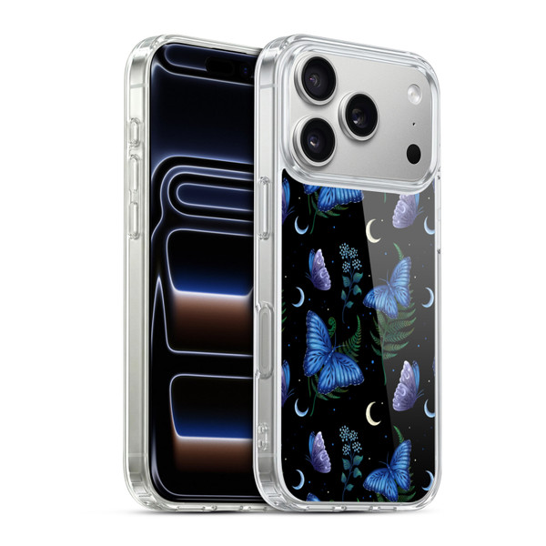 Episodic Drawing Pattern Blue Morpho Butterfly Soft Gel Case for Apple iPhone 17 Pro