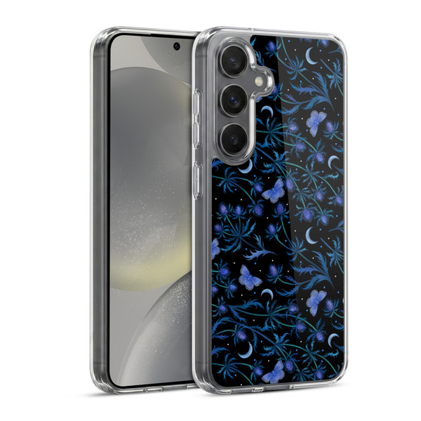 Episodic Drawing Pattern Blue Thistle Soft Gel Case for Samsung Galaxy S24 5G & MagSafe