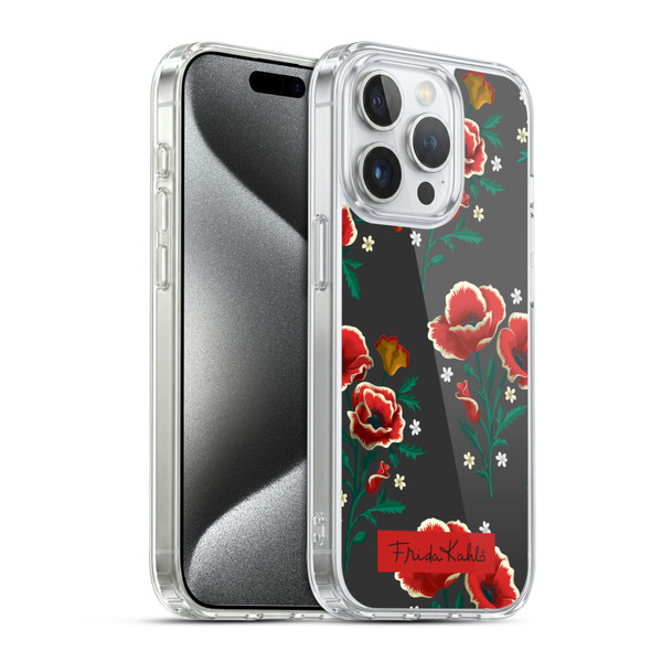 Frida Kahlo Flowers Red Soft Gel Case for Apple iPhone 15 Pro & MagSafe