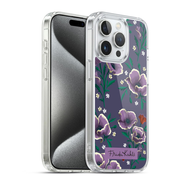 Frida Kahlo Flowers Purple Soft Gel Case for Apple iPhone 15 Pro & MagSafe