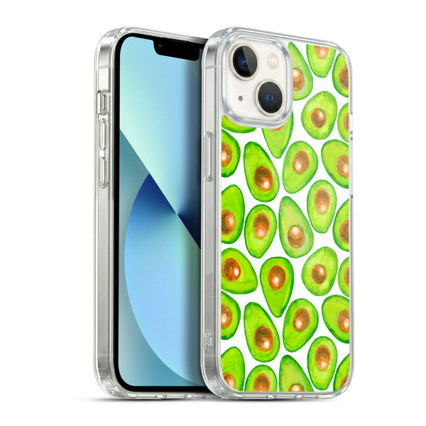 Katerina Kirilova Fruits & Foliage Patterns Avocado Soft Gel Case for Apple iPhone 13