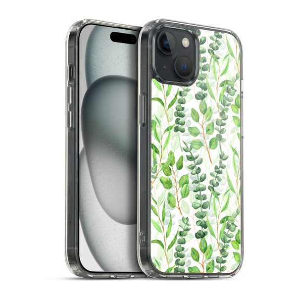 Katerina Kirilova Fruits & Foliage Patterns Eucalyptus Mix Soft Gel Case for Apple iPhone 15 Plus & MagSafe