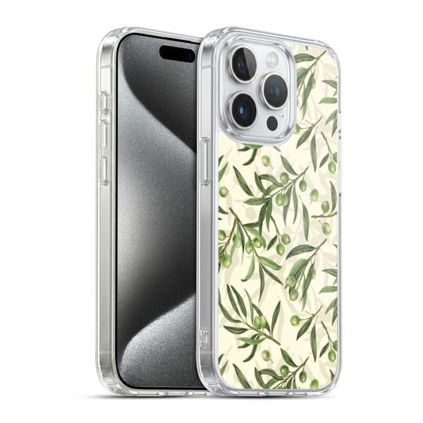 Katerina Kirilova Fruits & Foliage Patterns Olive Branches Soft Gel Case for Apple iPhone 15 Pro & MagSafe