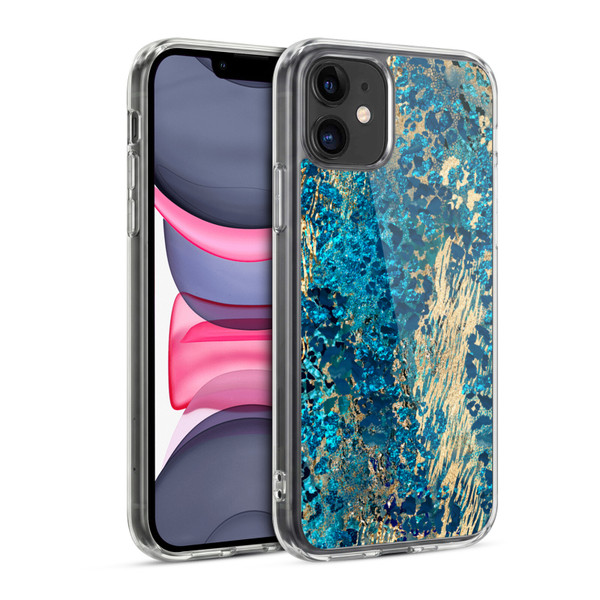 LebensArt Geo Liquid Marble Teal Jungle Soft Gel Case for Apple iPhone 11