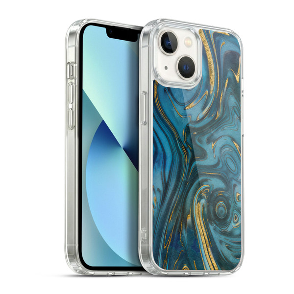 LebensArt Geo Liquid Marble Cerulean Dreams Soft Gel Case for Apple iPhone 13