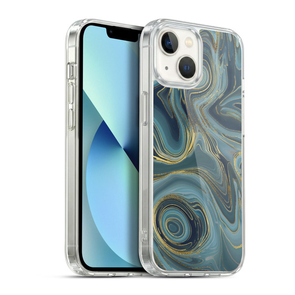 LebensArt Geo Liquid Marble Cool Tone Geode Soft Gel Case for Apple iPhone 13