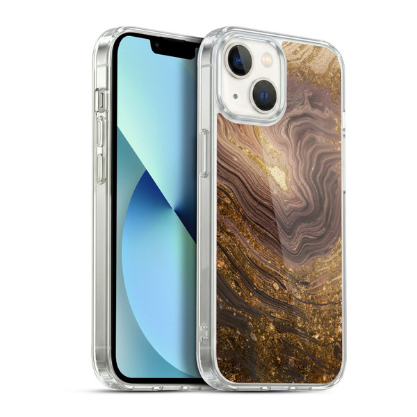 LebensArt Geo Liquid Marble Gold Earth Soft Gel Case for Apple iPhone 13