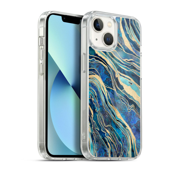 LebensArt Geo Liquid Marble Shimmer Blue Soft Gel Case for Apple iPhone 13