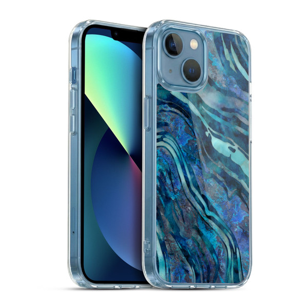 LebensArt Geo Liquid Marble Blue Tea Soft Gel Case for Apple iPhone 13 Mini & MagSafe