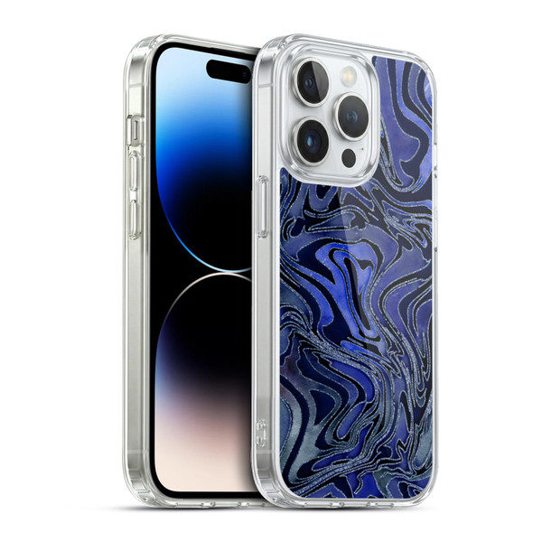 LebensArt Geo Liquid Marble Indigo Soft Gel Case for Apple iPhone 13 Pro & MagSafe